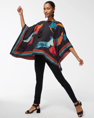 Foliage Print Poncho