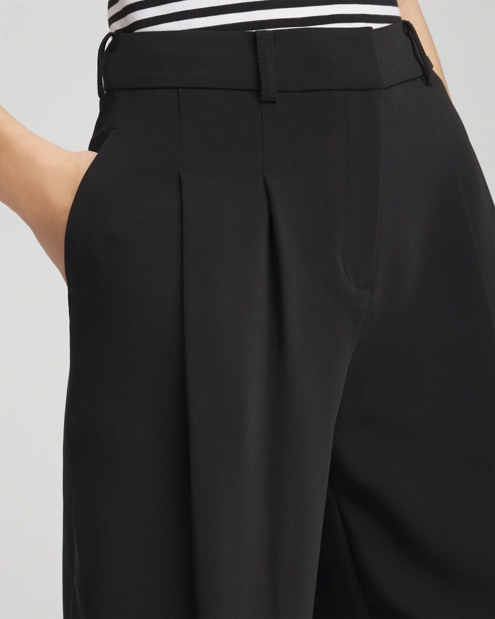 Petite Crepe Pleated Wide-Leg Pants