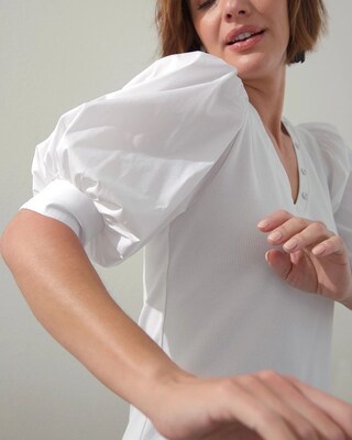 Puff Sleeve Ribbed Henley Tee