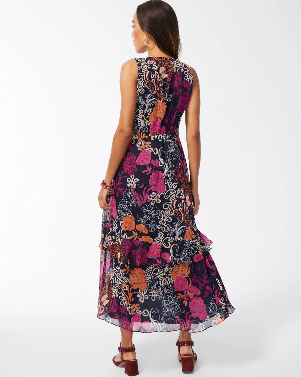 Chiffon Floral Faux Wrap Dress