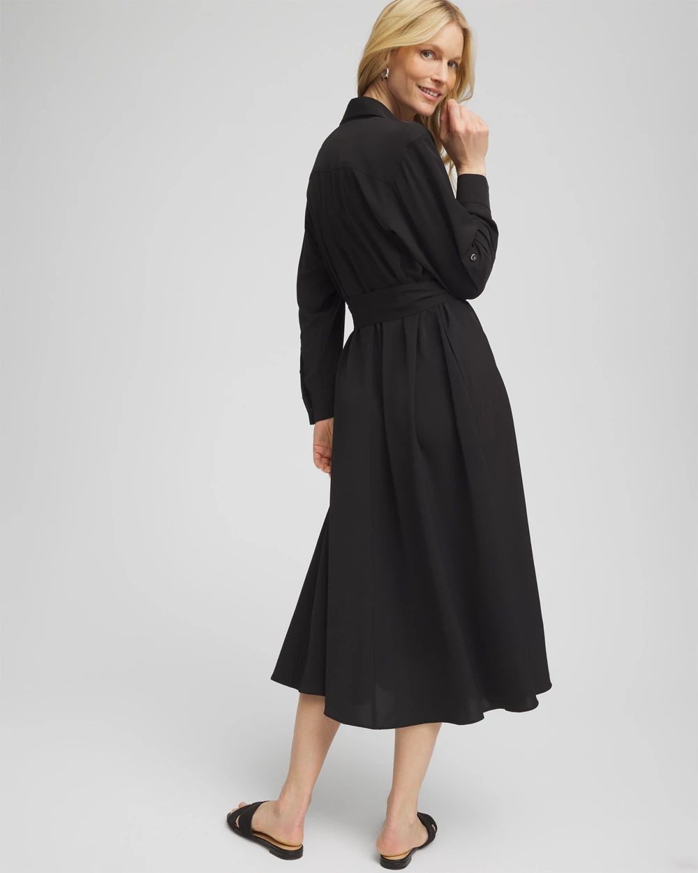 Twill Belted Midi Shirtdress