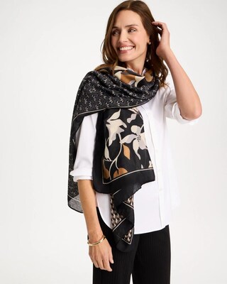 Woven Floral Patchwork Oblong Scarf click to view larger image.