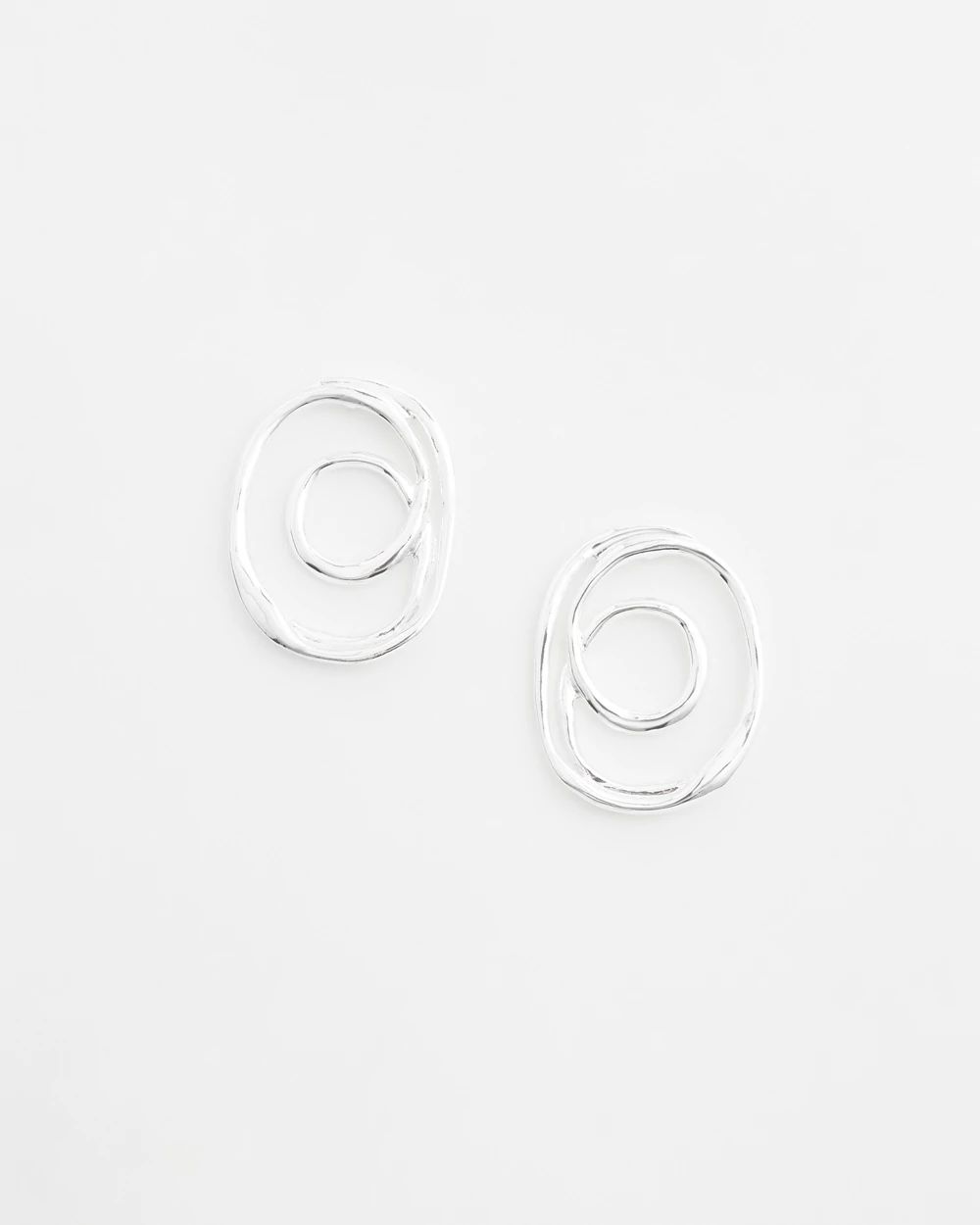 Silver Tone Round Earrings