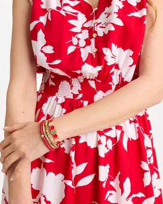 Red Goldtone Glam Stretch Bracelet click to view larger image.