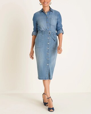 Button-Front Denim Skirt