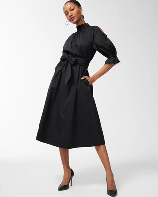 Black Label Poplin Cut Out Sleeve Dress