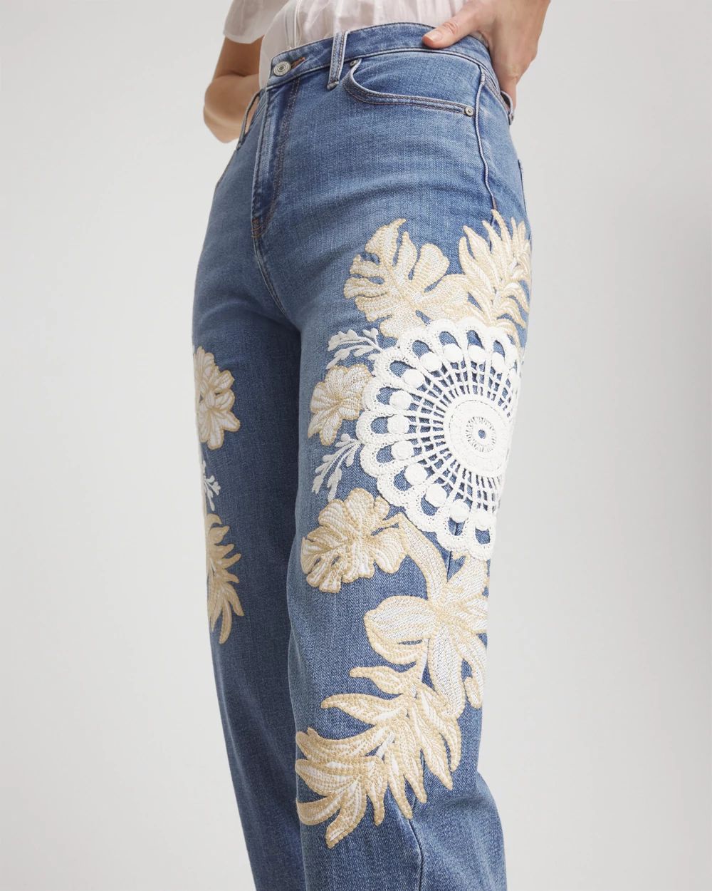 Petite Embellished Tapered Cropped Jean