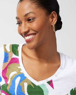 Palms Button Detail Cotton Slub Tee