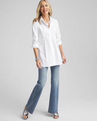 No Iron™ Peplum Pleated Shirt click to view larger image.