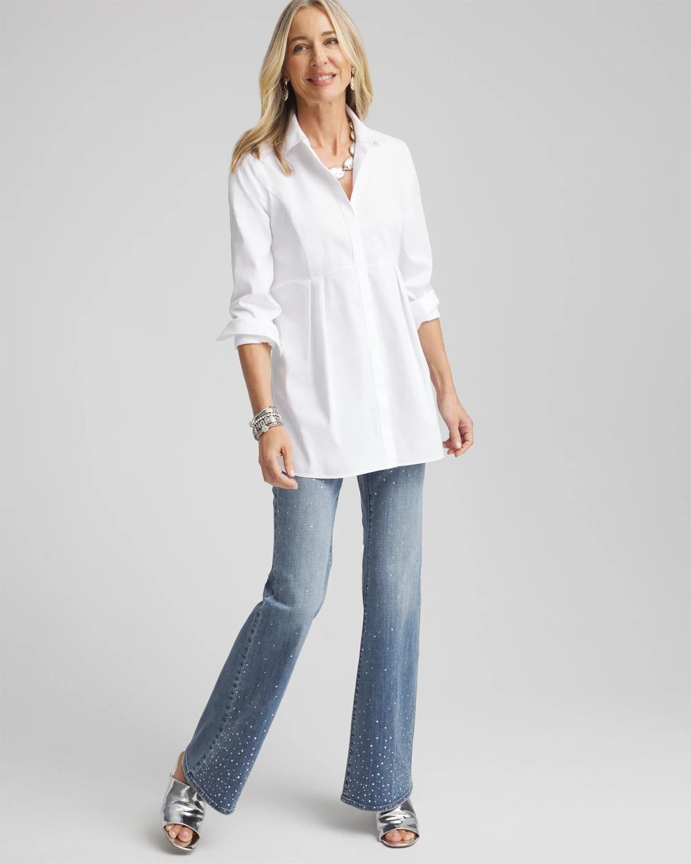 No Iron™ Peplum Pleated Shirt