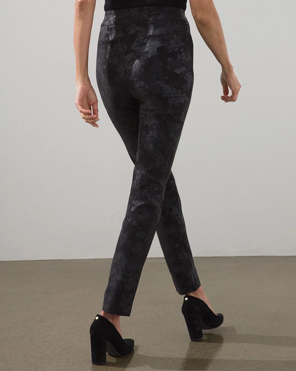 Brigitte Tonal Floral Slim Ankle Pants