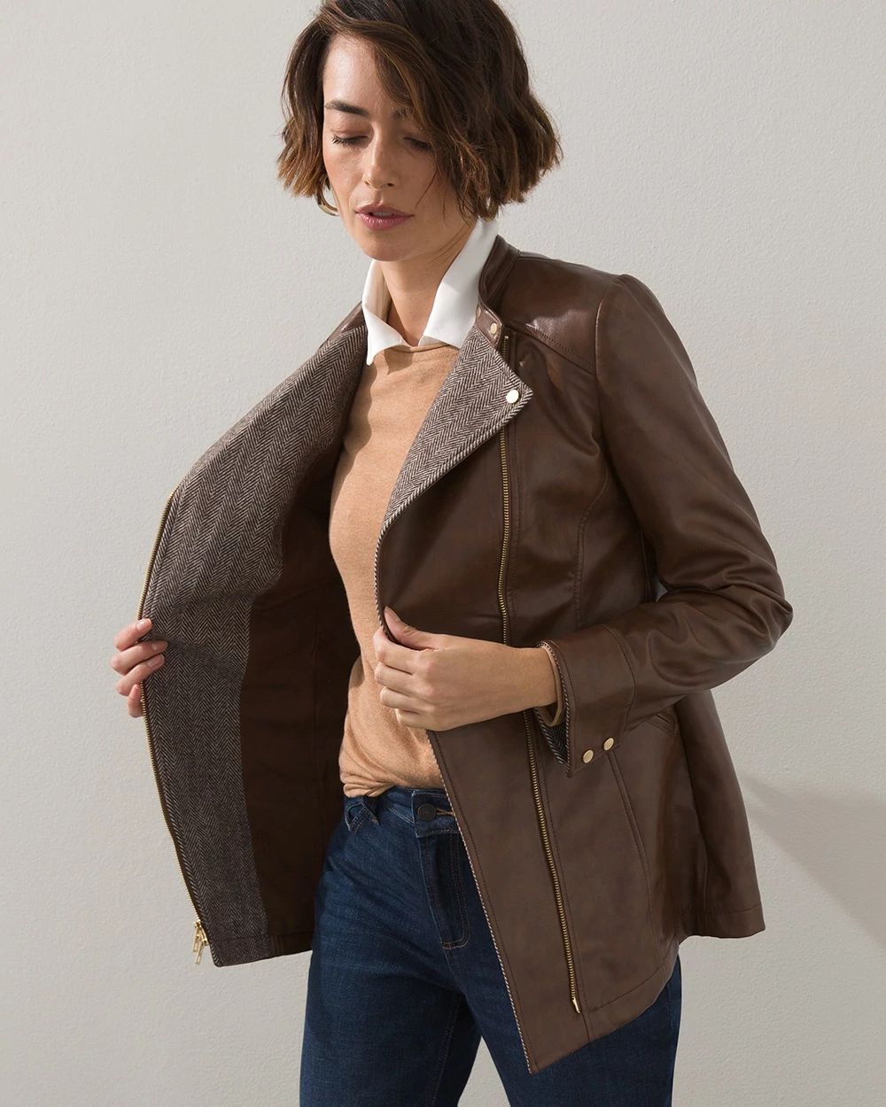 Relaxed Faux Leather Moto Jacket