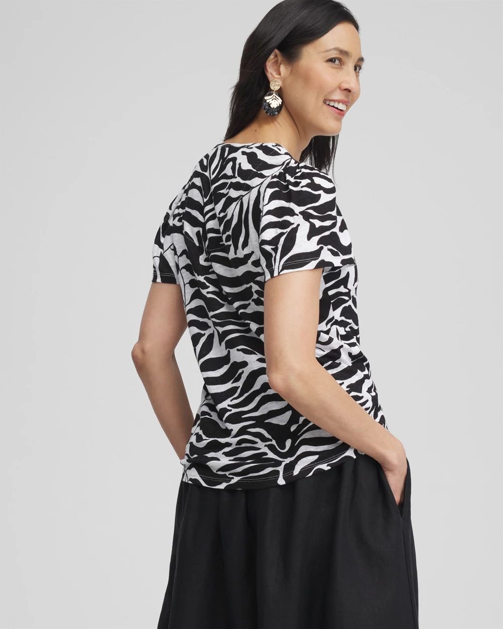 Leaves Linen Flutter Sleeve Tee