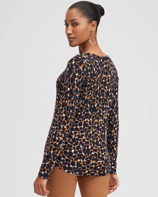 Spun Rayon Mosaic V-neck Pullover