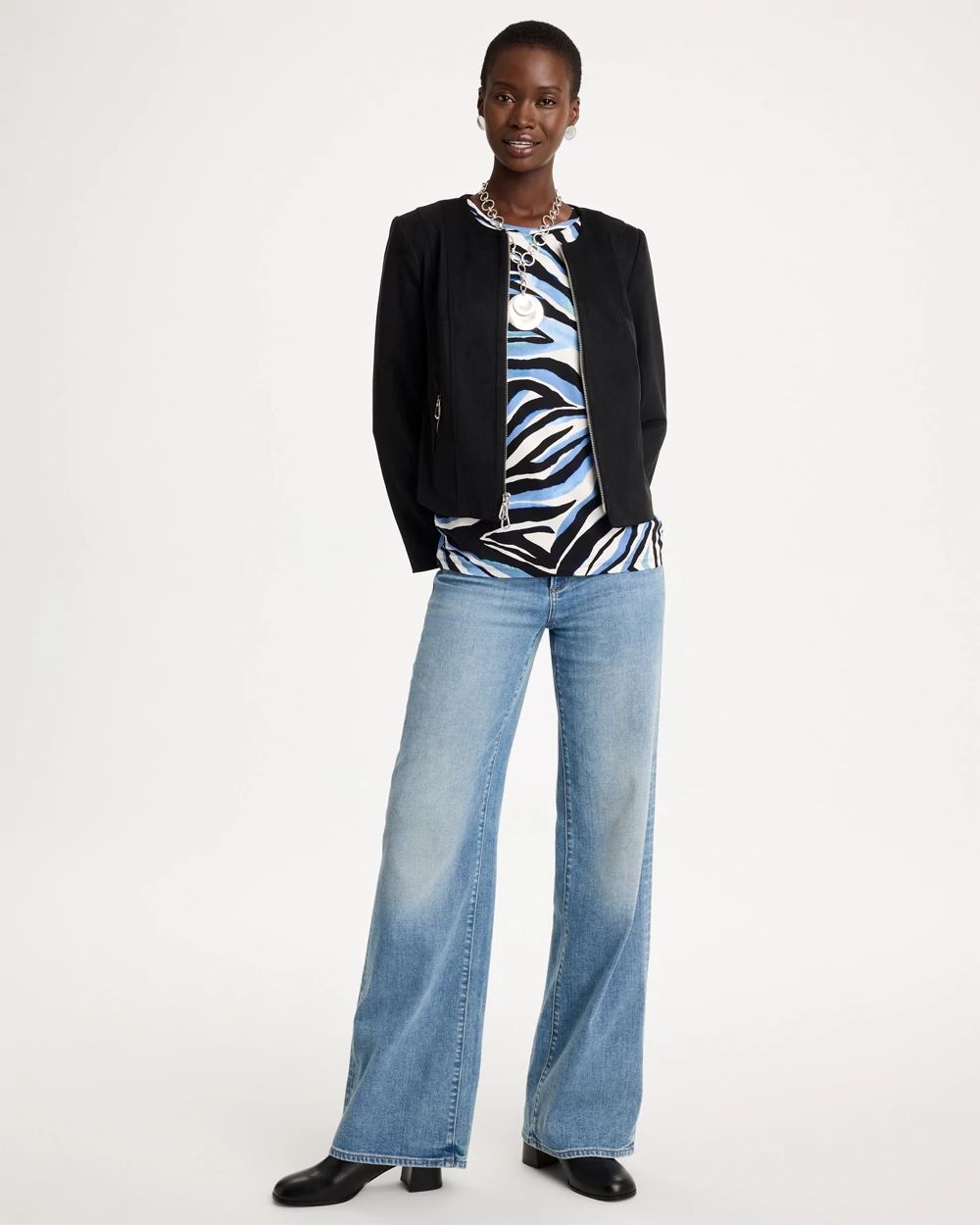 Touch of Cool™ Zebra Animal Print Elbow Sleeve Tee click to view larger image.