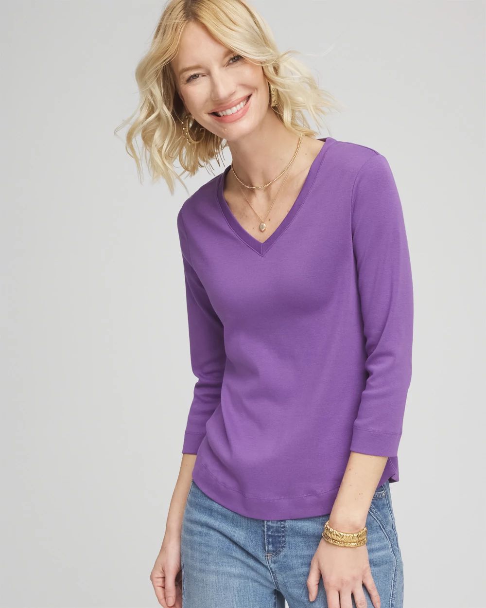 Everyday 3/4 Sleeve V-Neck Tee