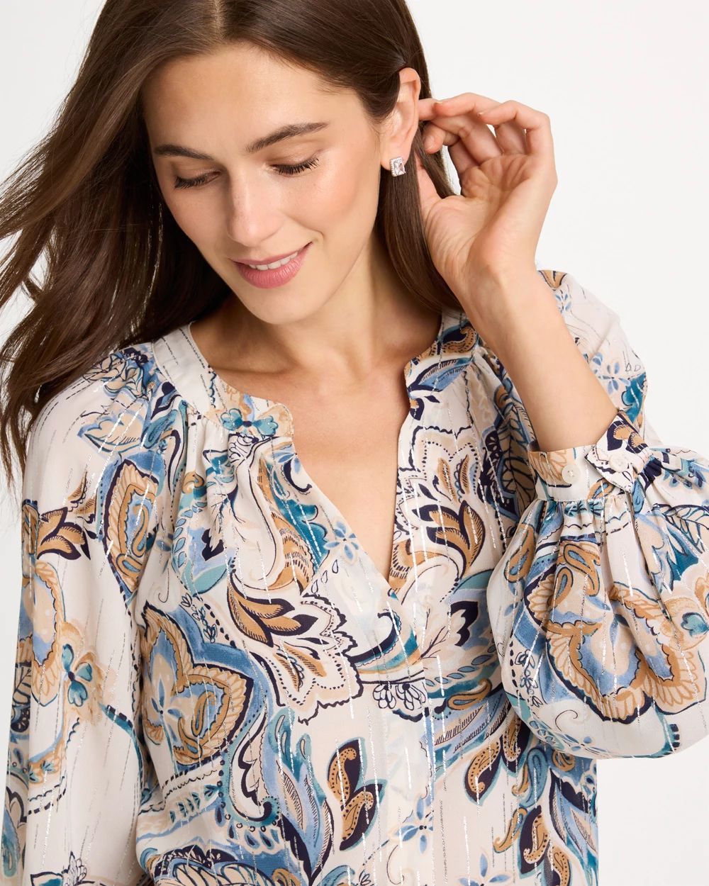 Foiled Printed Georgette Blouse click to view larger image.