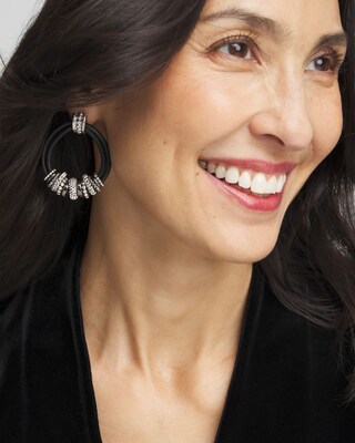 No Droop™Leather Silver Tone Earrings