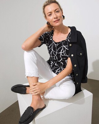 Pima Abstract Print Square Neck Tee