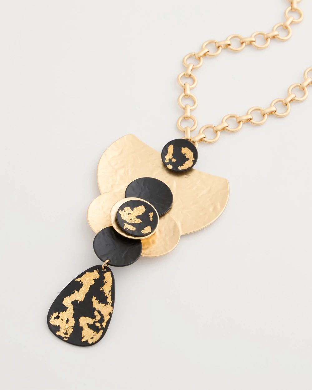 Gold Foiled Statement Pendant Necklace click to view larger image.