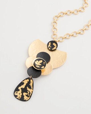 Gold Foiled Statement Pendant Necklace click to view larger image.