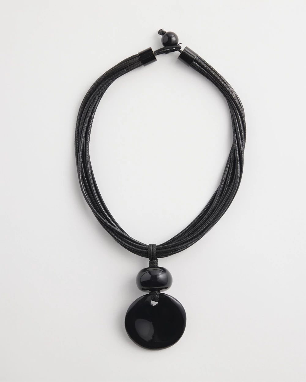 Multistrand Black Stone Pendant Necklace click to view larger image.