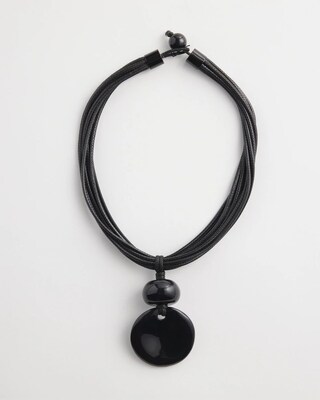 Multistrand Black Stone Pendant Necklace click to view larger image.