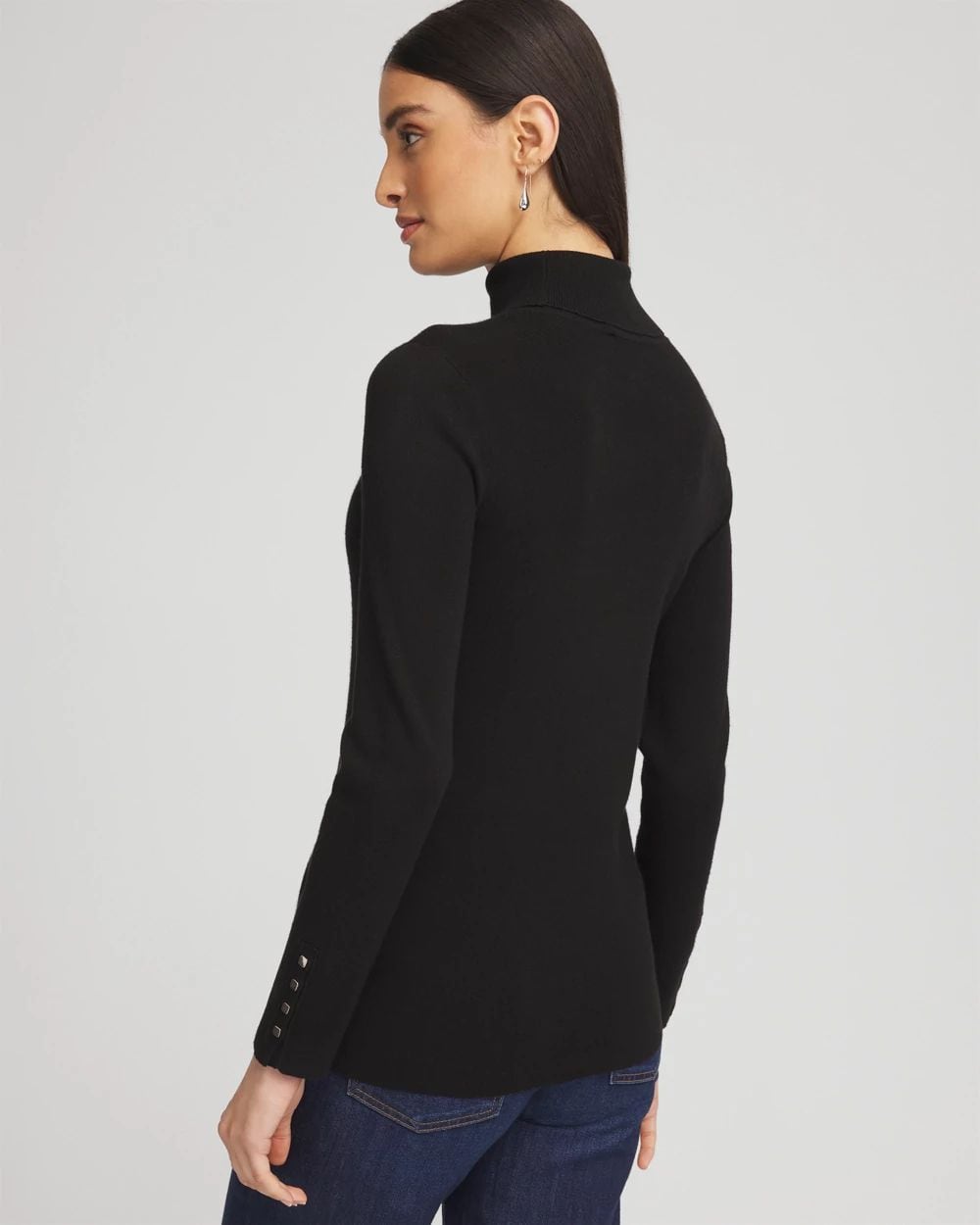 Ecovero™ Button Cuff Turtleneck Sweater