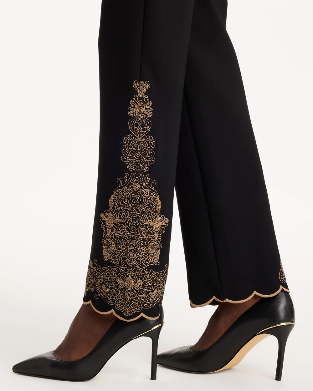 Juliet Artisanal Lace Straight Ankle Pants