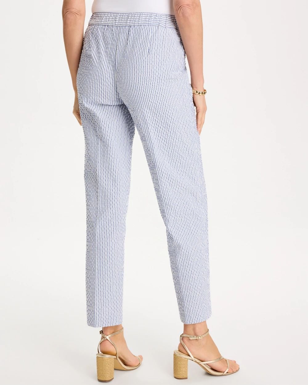 Striped Seersucker Straight Ankle Pants click to view larger image.