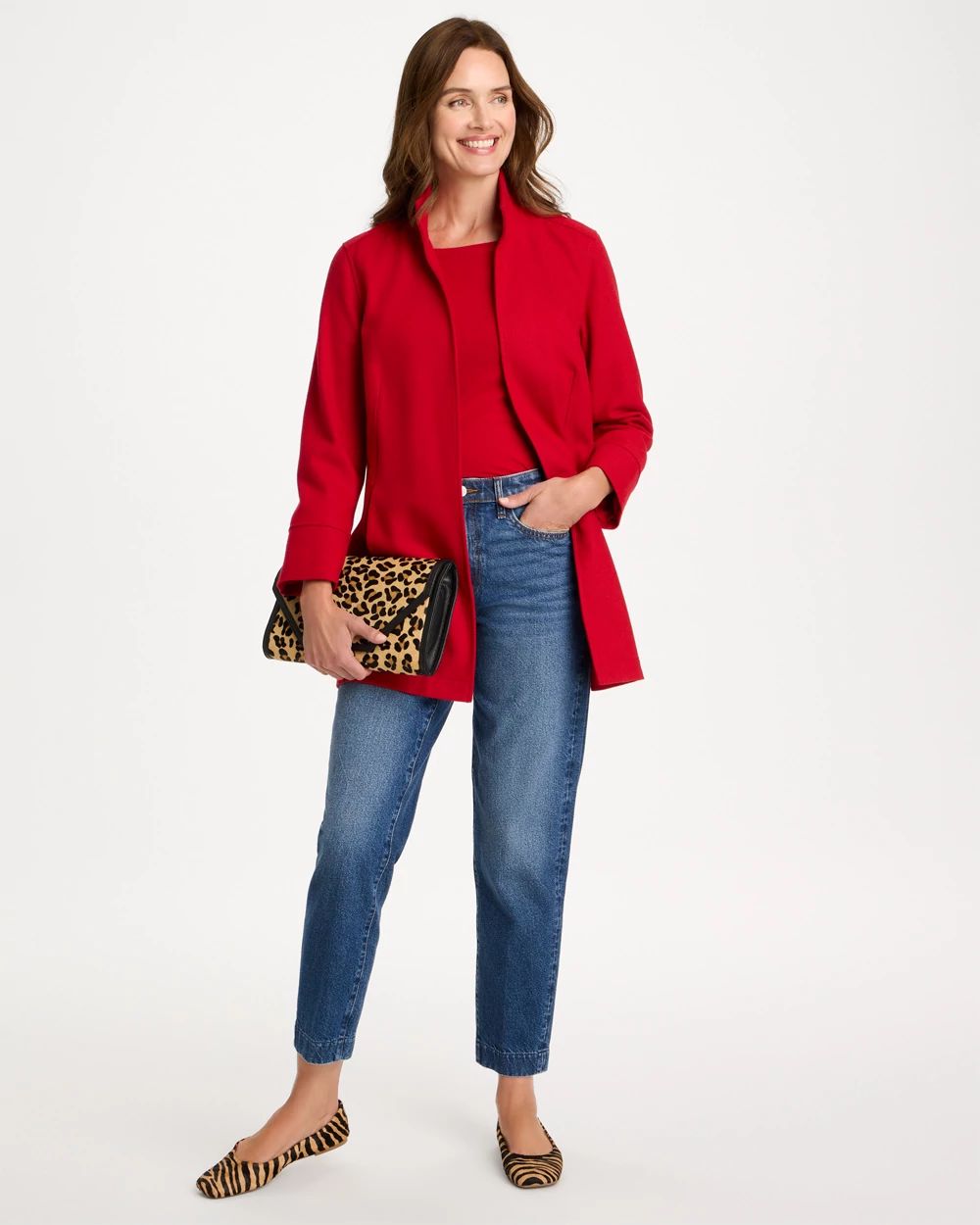 Melton Long-Sleeve Belted Jacket click to view larger image.