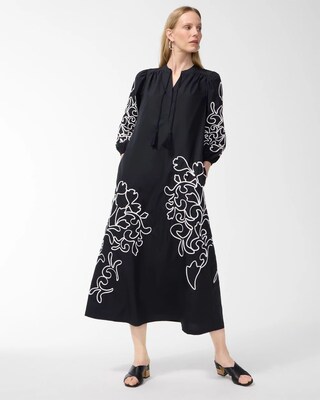 Poplin Embroidered Maxi Dress