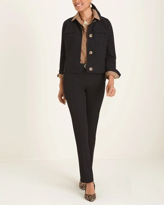 Bi-Stretch Straight-Leg Slim Pants
