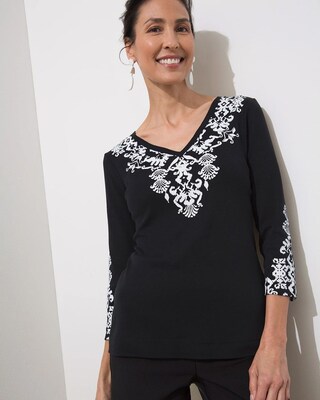 Pima Ikat V-Neck Tee