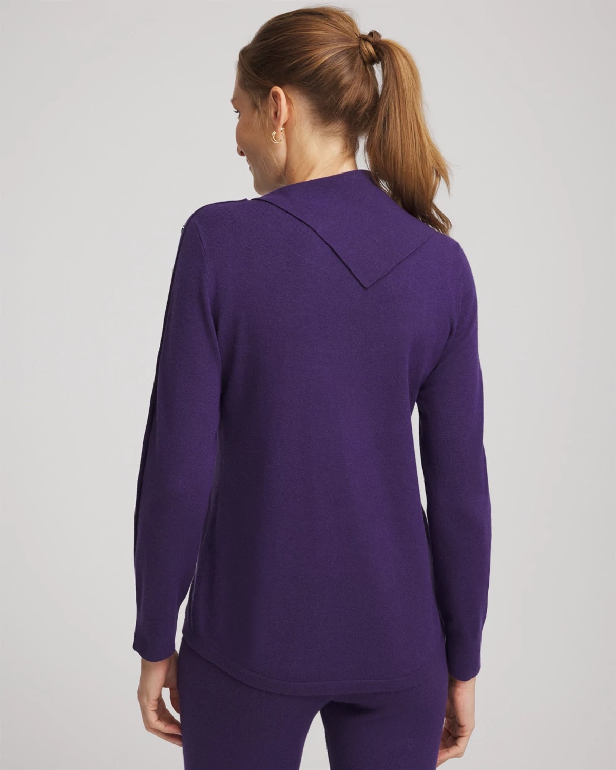 Chico's Luxe Envelope Neck Sweater In Purple Elixir In Purple