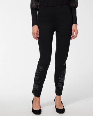 Juliet Faux Leather Applique Ankle Pants