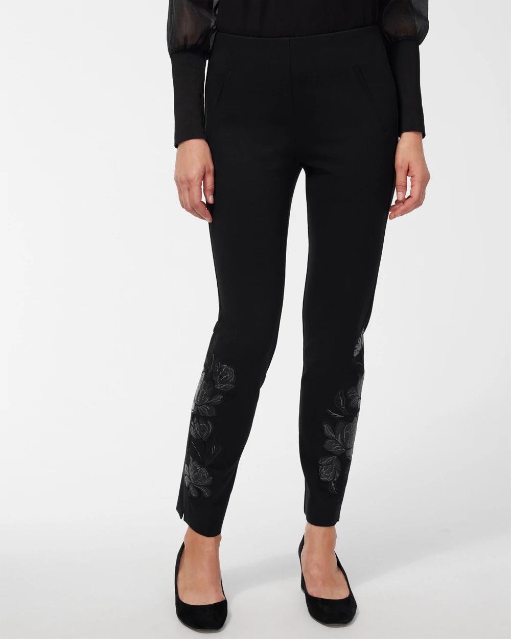Juliet Faux Leather Applique Ankle Pants