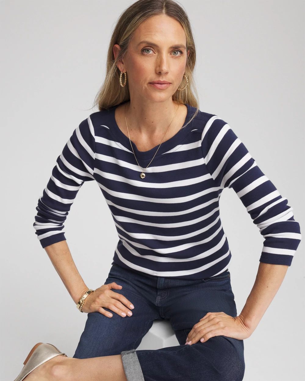 Stretch Cotton Boatneck Tunic click to view larger image.