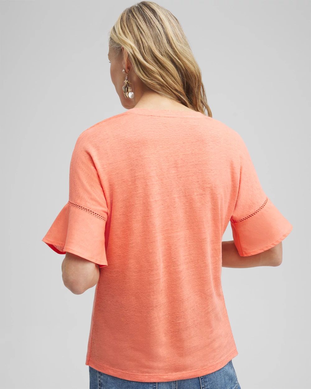 Linen Blend Flutter Sleeve Top
