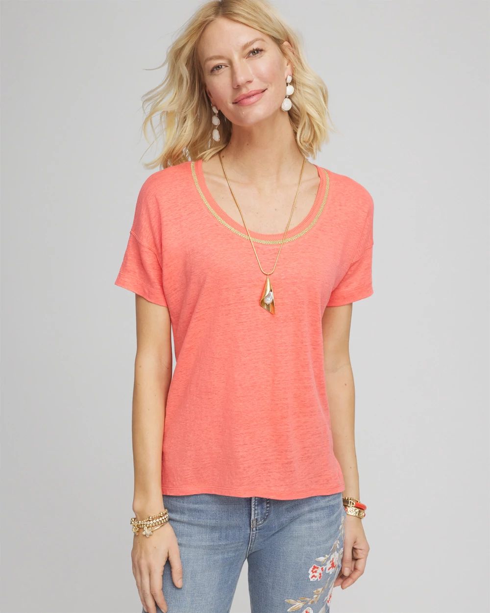 Sweater Trim Linen Tee