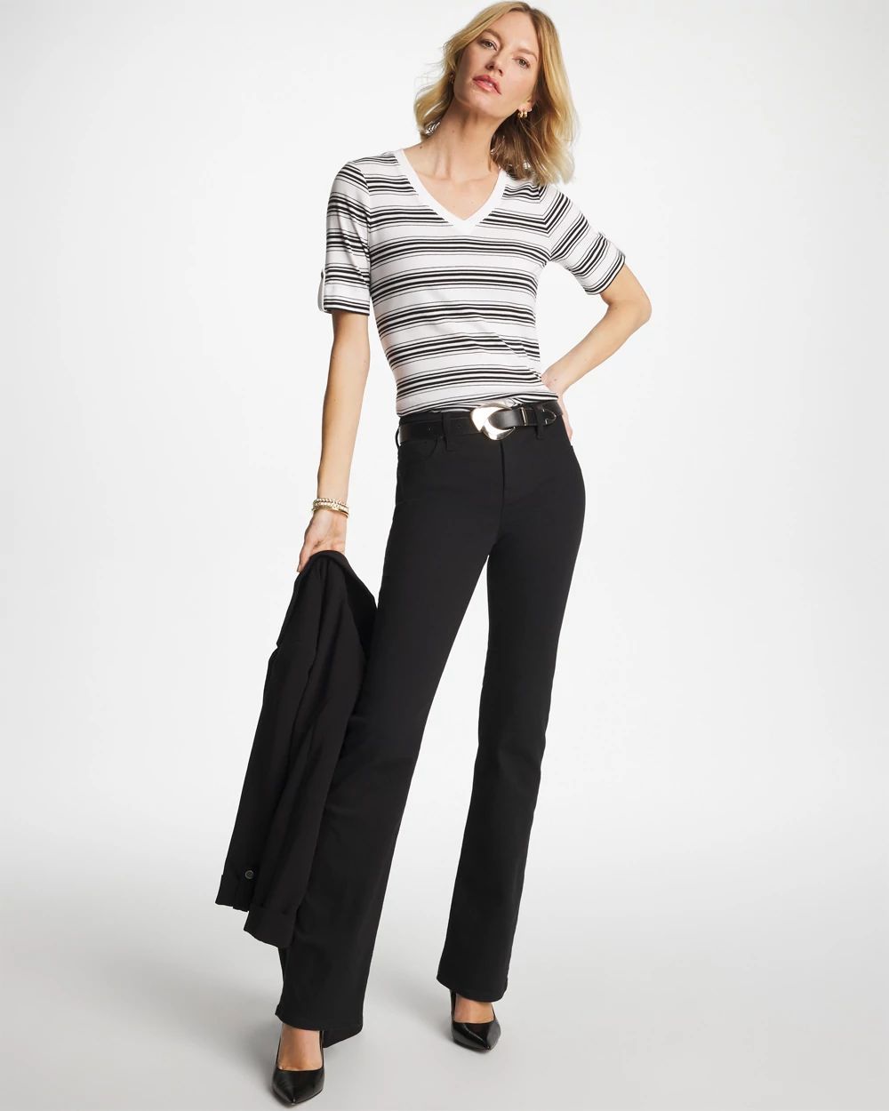 Pima V-Neck Tab Sleeve Tee