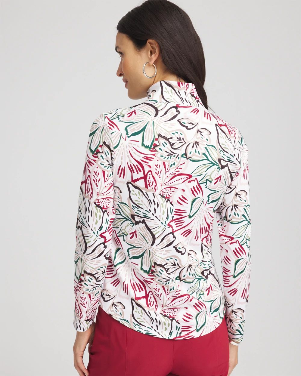 Zenergy® UPF Knit Mockneck Floral Golf Top