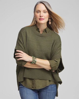 Short Sleeve Knit Poncho