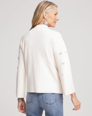 Embellished Mockneck Pullover Sweater click to view larger image.