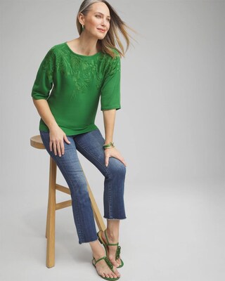 Embellished Dolman Pullover Sweater