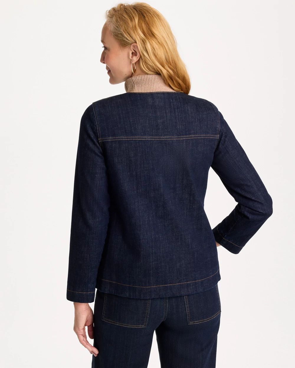 Denim Long Sleeve Shacket click to view larger image.