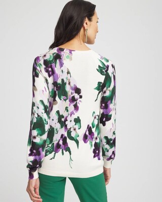 Floral Button Long Sleeve Pullover Sweater click to view larger image.