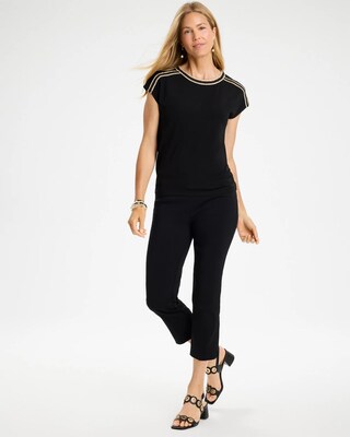 Knit Short Sleeve Trimmed Tee click to view larger image.