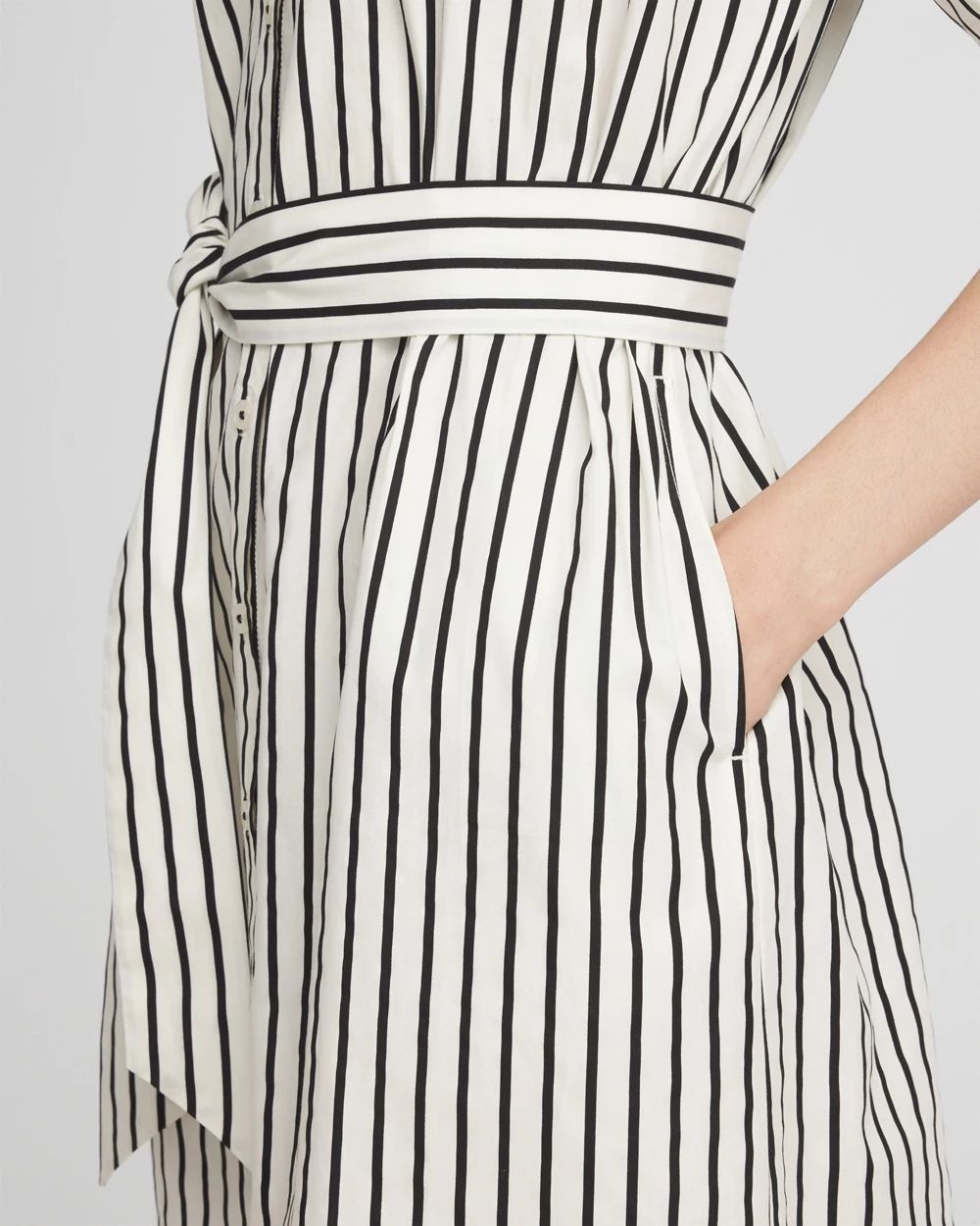 Cotton Stripe Midi Shirt Dress