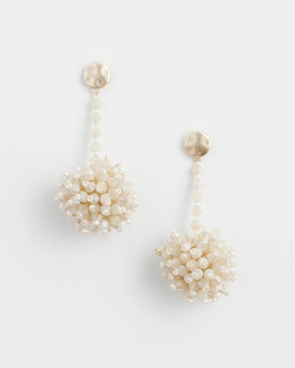 Beaded Pom Drop Earrings